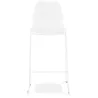 Tabouret de bar design empilable BERLIN blanc pied métal blanc