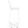 Tabouret de bar design empilable BERLIN blanc pied métal blanc