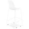 Tabouret de bar design empilable BERLIN blanc pied métal blanc