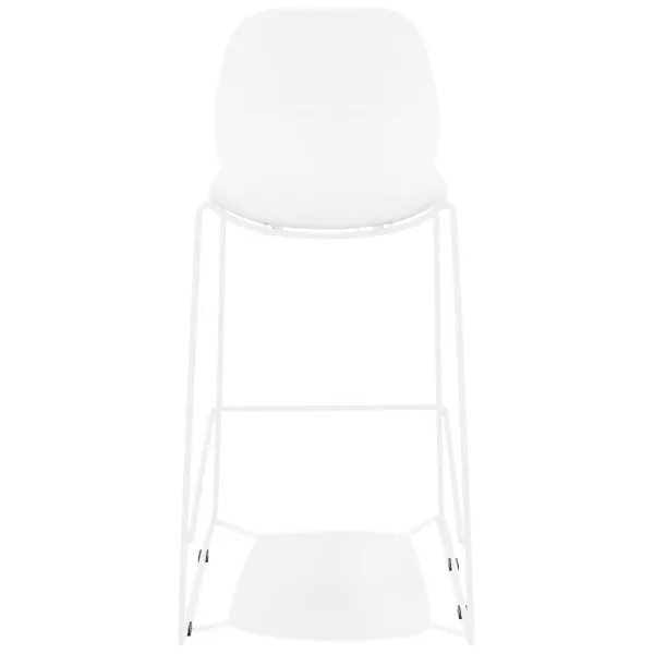 Tabouret de bar design empilable BERLIN blanc pied métal blanc