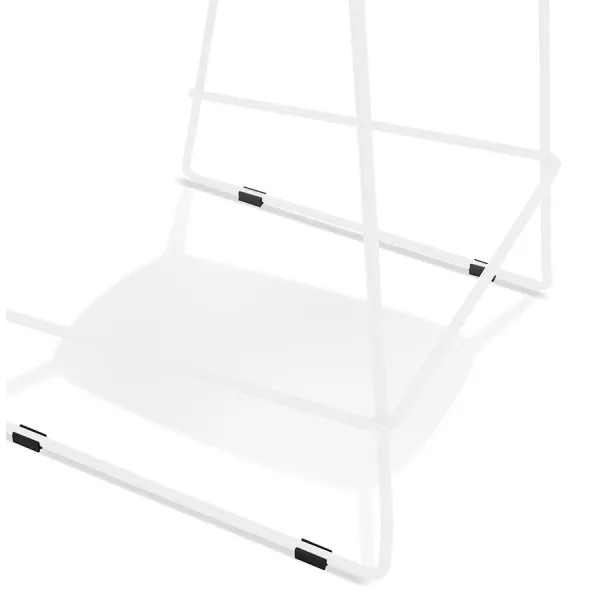 Tabouret de bar design empilable BERLIN blanc pied métal blanc