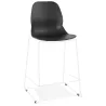 Tabouret snack mi-hauteur BERLIN MINI noir empilable pied métal blanc