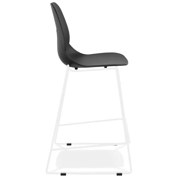 Tabouret snack mi-hauteur BERLIN MINI noir empilable pied métal blanc