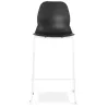 Tabouret de bar design empilable BERLIN noir pied métal blanc