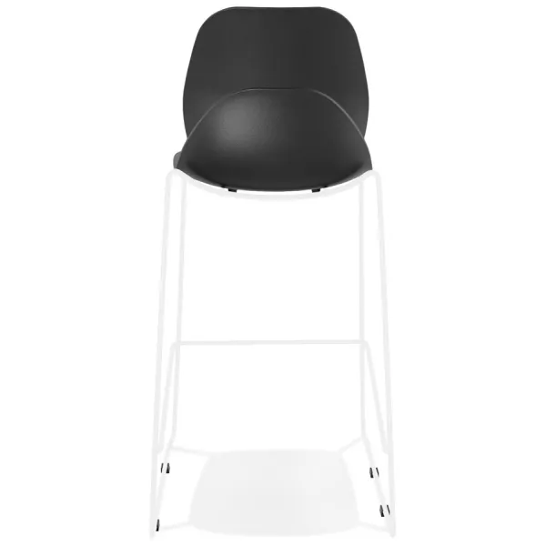 Tabouret de bar design empilable BERLIN noir pied métal blanc