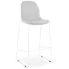 Tabouret de bar empilable FAKIR en tissu gris clair et pied métal blanc