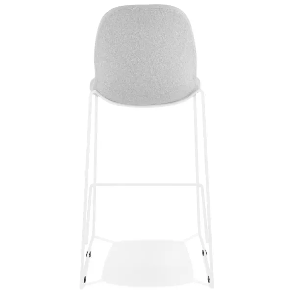 Tabouret de bar empilable FAKIR en tissu gris clair et pied métal blanc