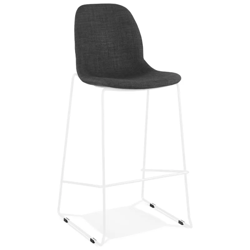 Tabouret de bar empilable FAKIR en tissu gris foncé et pied métal blanc