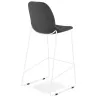 Tabouret de bar empilable FAKIR en tissu gris foncé et pied métal blanc