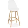 Tabouret de bar SANDRA en tissu bouloché blanc style scandinave