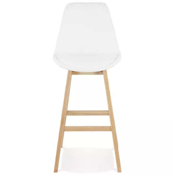 Tabouret de bar SANDRA en tissu bouloché blanc style scandinave