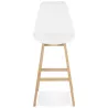 Tabouret de bar SANDRA en tissu bouloché blanc style scandinave