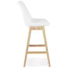 Tabouret de bar SANDRA en tissu bouloché blanc style scandinave