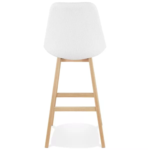 Tabouret de bar SANDRA en tissu bouloché blanc style scandinave