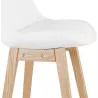 Tabouret de bar SANDRA en tissu bouloché blanc style scandinave