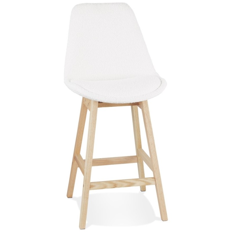 Tabouret snack mi-hauteur SANDRA MINI en tissu bouloché blanc style scandinave