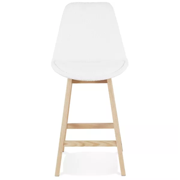 Tabouret snack mi-hauteur SANDRA MINI en tissu bouloché blanc style scandinave