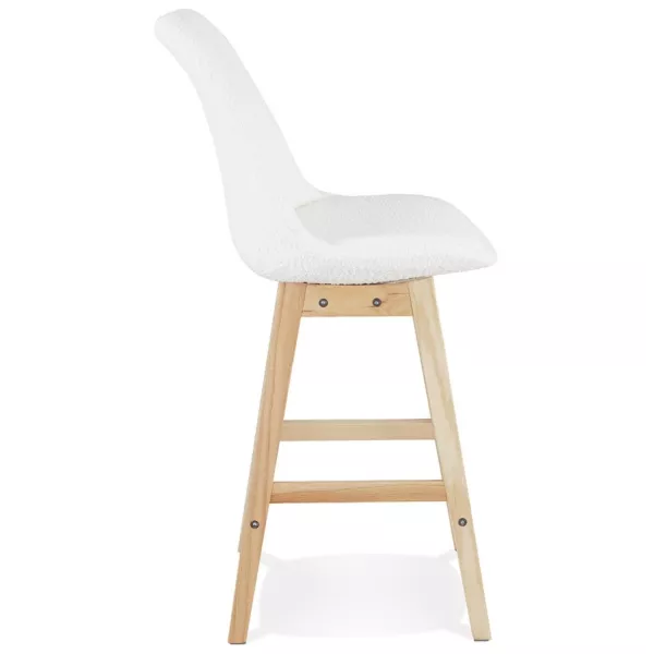 Tabouret snack mi-hauteur SANDRA MINI en tissu bouloché blanc style scandinave