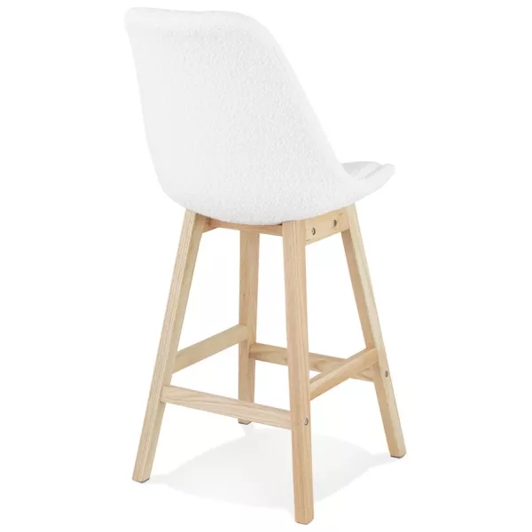 Tabouret snack mi-hauteur SANDRA MINI en tissu bouloché blanc style scandinave