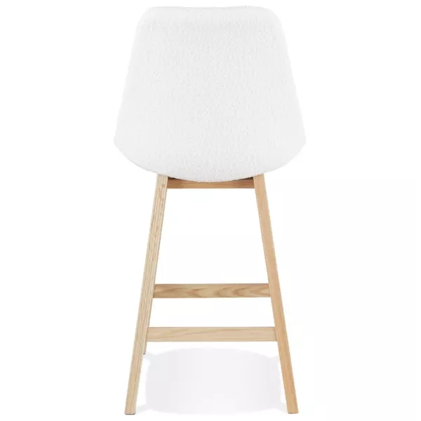 Tabouret snack mi-hauteur SANDRA MINI en tissu bouloché blanc style scandinave