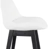 Tabouret de bar SANDRA en tissu bouloché blanc et pied bois noir