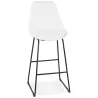 Tabouret de bar ALICE en tissu bouloché blanc et pied traineau métal noir