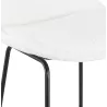 Tabouret de bar ALICE en tissu bouloché blanc et pied traineau métal noir