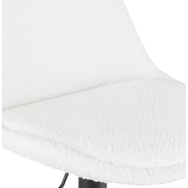 Tabouret réglable ROSITA en tissu bouloché blanc et pied métal noir