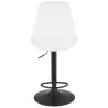 Tabouret réglable ROSITA en tissu bouloché blanc et pied métal noir