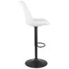 Tabouret réglable ROSITA en tissu bouloché blanc et pied métal noir