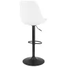 Tabouret réglable ROSITA en tissu bouloché blanc et pied métal noir