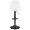 Tabouret réglable ROSITA en tissu bouloché blanc et pied métal noir