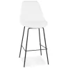 Tabouret de bar LEONIE en tissu bouloché blanc et pied métal noir