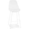 Tabouret de bar LEONIE en tissu bouloché blanc et pied métal blanc