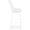 Tabouret de bar LEONIE en tissu bouloché blanc et pied métal blanc