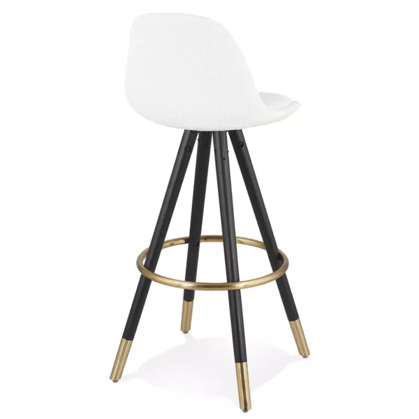 Tabouret de bar design en tissu bouclé pieds noirs et dorés neko NEKO (Blanc, Noir)