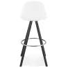 Tabouret de bar design en tissu bouclé pieds bois noir MERRY (Blanc, Noir)