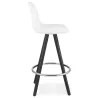 Tabouret de bar mi-hauteur design en tissu bouclé pieds bois noir merry MERRY MINI (Blanc, Noir)