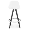 Tabouret de bar mi-hauteur design en tissu bouclé pieds bois noir merry MERRY MINI (Blanc, Noir)