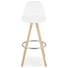 Tabouret de bar scandinave en tissu bouclé pieds bois couleur naturelle TALIA (Beige, Blanc)