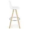 Tabouret de bar scandinave en tissu bouclé pieds bois couleur naturelle TALIA (Beige, Blanc)