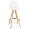 Tabouret de bar mi-hauteur scandinave en tissu bouclé pieds bois couleur naturelle talia TALIA MINI (Beige, Blanc)