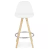 Tabouret de bar mi-hauteur scandinave en tissu bouclé pieds bois couleur naturelle talia TALIA MINI (Beige, Blanc)