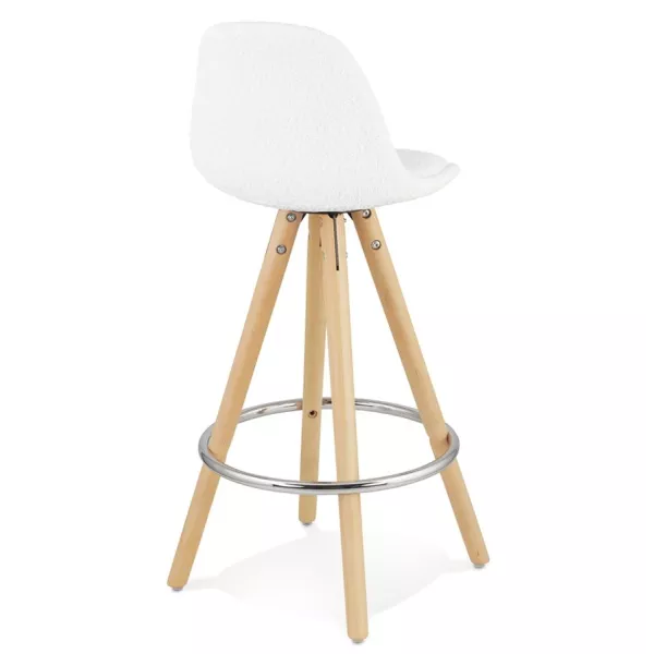 Tabouret de bar mi-hauteur scandinave en tissu bouclé pieds bois couleur naturelle talia TALIA MINI (Beige, Blanc)