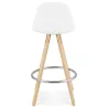 Tabouret de bar mi-hauteur scandinave en tissu bouclé pieds bois couleur naturelle talia TALIA MINI (Beige, Blanc)