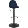 Tabouret réglable FINLEY en velours bleu et pied métal noir