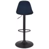 Tabouret réglable FINLEY en velours bleu et pied métal noir