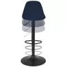 Tabouret réglable FINLEY en velours bleu et pied métal noir