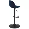 Tabouret réglable FINLEY en velours bleu et pied métal noir