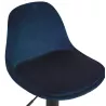 Tabouret réglable FINLEY en velours bleu et pied métal noir